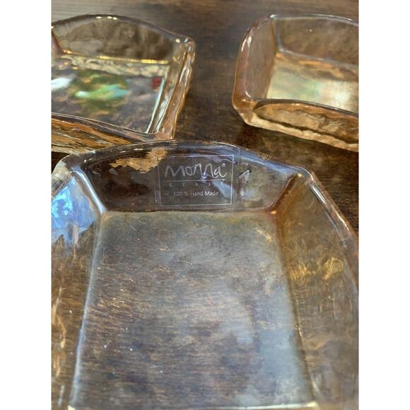 Monna Glass Designer Hand Blown Hand Made Turkish Small Dishes Amber - Picture 7 of 9